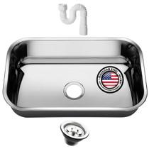 Cuba Aço Inox American Steel N 2 56x34X17 + Válvula + Sifão