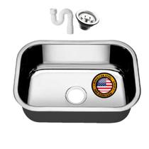 Cuba Aço Inox American Steel N1-17 Extra Funda Polida 47x30x17 + Sifão + Válvula