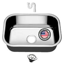 Cuba Aço Inox American Steel N1 47x30x17 + Sifão + Válvula