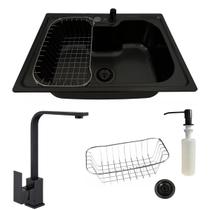 Cuba aço inox black 50x40 e torneira slim monocomando preta Cuba aço inox black 50x40 e torneira slim monocomando preta