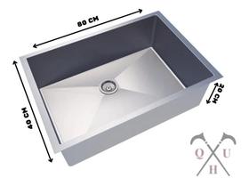 Cuba Aço Inox Escovada De Cozinha Balcão 80x40 Com Válvula