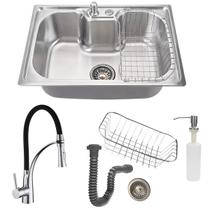 Cuba aço inox escovado 50x40cm com torneira gourmet flexível