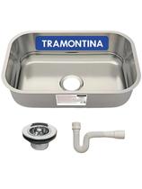 Cuba Aço Inox Nº 1 Retangular Tramontina 47x30 Com Válvula Sifão Completa Cozinha Embutir