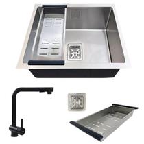 Cuba aço inox304 premium 44x44cm e torneira extensível preta Cuba aço inox304 premium 44x44cm e torneira extensível preta