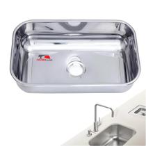 Cuba Anti Ruído De Embutir Funda 46x30x14 Cm Aço Inox 430 Polida Para Cozinha
