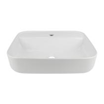 Cuba Apoio Louça Retangular Branca para Banheiro com mesa e furo torneira 50x40cm Vimer