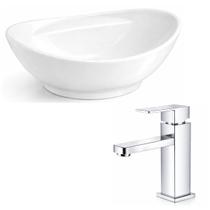 Cuba Apoio Oval com Mesa 59x39 + Torneira Cromada Versa 1102