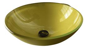 Cuba Apoio Redonda 40cm Vidro 10mm Dourada 2039 Grande Dourado Cuba Apoio Redonda 40cm Vidro 10mm Dourada 2039 Grande Dourado