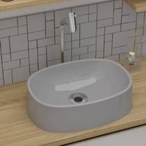 Cuba Apoio Sobrepor Oval para Banheiro Lavabo 38x28 Cinza