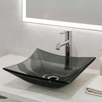 Cuba Apoio Vidro Fumê Quadrada 30x30 Moderna Banheiro Lavabo