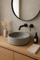 Cuba Artesanal De Concreto Para Banheiro Cinza Acetinado Estilo High-End Cuba Artesanal De Concreto Para Banheiro Cinza Acetinado Estilo High-End