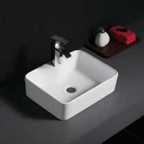 Cuba Banheiro Lavabo Pia Ceramica Apoio Sobrepor Retangular Branca 48,5 x 37,5 x 13,5cm Florença