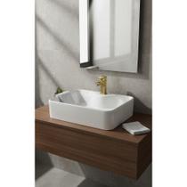 Cuba Banheiro Retangular Cerâmica Branco com Torneira Dourad