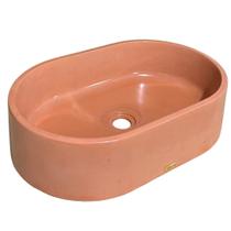 Cuba Banheiro Terracota Lavabo Concreto Oval Pia Sobrepor