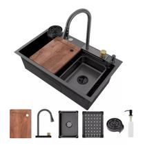 Cuba Cascata Completa Com Torneira Monocomando E Lavador De Copos Cozinha Gourmet