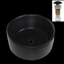 Cuba Cerâmica Banheiro Redonda Preta Com Válvula Click Cuba Cerâmica Banheiro Redonda Preta Com Válvula Click