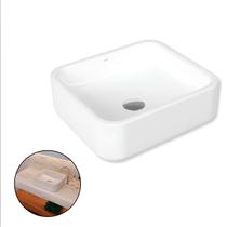 Cuba Cerâmica de Apoio Retangular Docol RT5 Branca Esmaltada 400x350x128mm para Banheiro e Lavabo com Design Moderno e Fácil Limpeza Mod 7891461461751