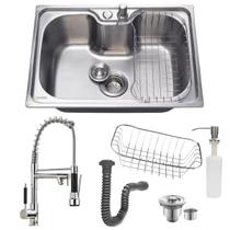 Cuba cozinha 50x40cm aço inox 304 e torneira gourmet cromada