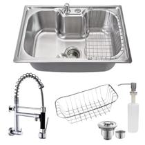 Cuba Cozinha 60x42 Aço Inox 304 E Torneira Gourmet De Parede Cuba Cozinha 60x42 Aço Inox 304 E Torneira Gourmet De Parede