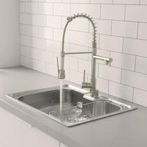 CUBA COZINHA 60x42 INOX ESCOVADO + TORNEIRA GOURMET ESCOVADA