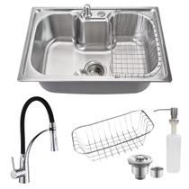 Cuba cozinha 60x42 inox304 com acessórios e torneira gourmet