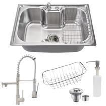 CUBA COZINHA 60x42CM EM INOX 304 + TORNEIRA GOURMET ESCOVADA