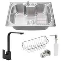 Cuba cozinha 60x42cm inox 304 com torneira monocomando black