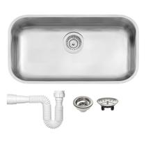 Cuba Cozinha Aço Inox Escovado De Embutir 56 BL Lavínia Com Válvula E Sifão Tramontina Cuba Cozinha Aço Inox Escovado De Embutir 56 BL Lavínia Com Válvula E Sifão Tramontina