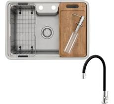 Cuba Cozinha Docol Acessórios Inox 304 Escovado + Torneira