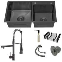 Cuba Cozinha Dupla Aço Inox Preta 78x43 Quadrada C/torneira Cuba Cozinha Dupla Aço Inox Preta 78x43 Quadrada C/torneira