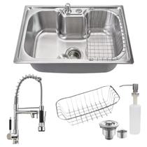 Cuba Cozinha Gourmet 60x42cm Aço Inox 304 E Torneira Gourmet