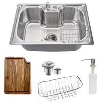 Cuba Cozinha Gourmet 60x42cm Inox 304 + Kit Com Tábua Corte