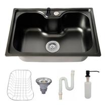 Cuba Cozinha Gourmet Aço Inox Luxo C/ Acessórios 60x42 Preto