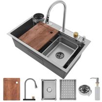 Cuba Cozinha Gourmet Cascata Torneira Lavador Copos Prata - Holtter Home Design