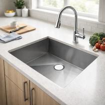 Cuba Cozinha Gourmet Inox 70x40 Aço Inoxidável 304 1mm Escovado Com Válvula 4½ Compatível Com Triturador Instalação Embutir Ou Sobrepor