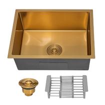 Cuba Cozinha Gourmet Pia Aço Inox Quadrada Dourado Gold