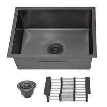 Cuba Cozinha Gourmet Pia Aço Inox Quadrada Preta Acessórios