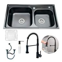 Cuba Cozinha Gourmet Pia Dupla Inox Preta Torneira Flexivel Cuba Cozinha Gourmet Pia Dupla Inox Preta Torneira Flexivel