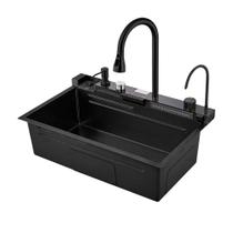 Cuba Cozinha Gourmet Torneira Cascata Lavador Copos - Preta