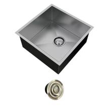 Cuba Cozinha Inox Escovado Quadrada 50x40 Gourmet Com Acessórios