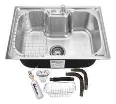 Cuba Cozinha Pia Gourmet Aço Inox 50x40cm 26l Com Acessórios Kit Completo Válvula Sifão Ravenna