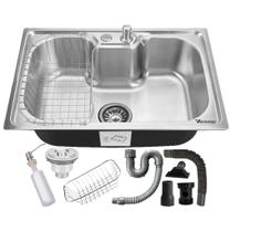 Cuba Cozinha Pia Gourmet Aço Inox 50x40cm 26l Com Acessórios Kit Completo Válvula Sifão Ravenna