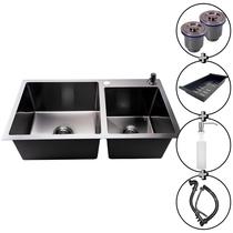 Cuba Cozinha Pia Gourmet Dupla Quadrada Aço Inox 304 Preta Luxo Cuba Cozinha Pia Gourmet Dupla Quadrada Aço Inox 304 Preta Luxo