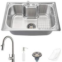 Cuba Cozinha pia inox Com Acessórios Carajás Torneira gourmet extensível escovado Muru Prata