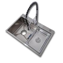 Cuba de aco inox 201, medida 680x460x220mm, espessura 0.8mm, acabamento escovado, com acessorios para sua instalacao e p Cuba de aco inox 201, medida 680x460x220mm, espessura 0.8mm, acabamento escovado, com acessorios para sua instalacao e p