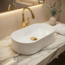 Cuba De Apoio Banheiro Lavabo Oval Mármore Sintético Branca 43x25cm Helo Sobrepor Sem Furo Para Torneira Cuba De Apoio Banheiro Lavabo Oval Mármore Sintético Branca 43x25cm Helo Sobrepor Sem Furo Para Torneira