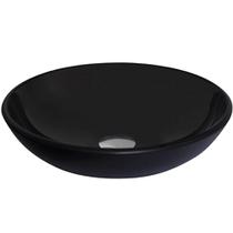 Cuba de Apoio de Vidro Temperado com Válvula 35 cm Preta - 038-8 - CRIS-METAL