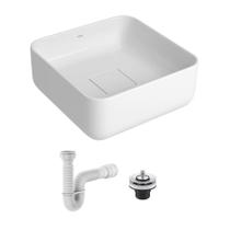 Cuba de Apoio Deca 30x30 Quadrada Branca + Válvula + Sifão