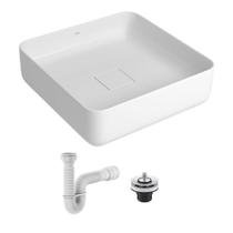 Cuba de Apoio Deca 40x40 Quadrada Branca + Válvula + Sifão