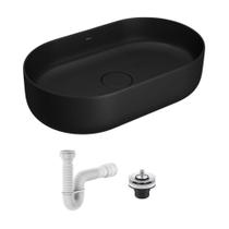 Cuba de Apoio Deca 50x30 Oval Ébano Fosco + Válvula + Sifão